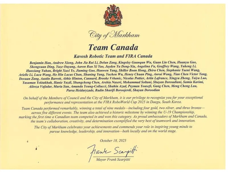 City of Markham — Kavosh Robotic Team